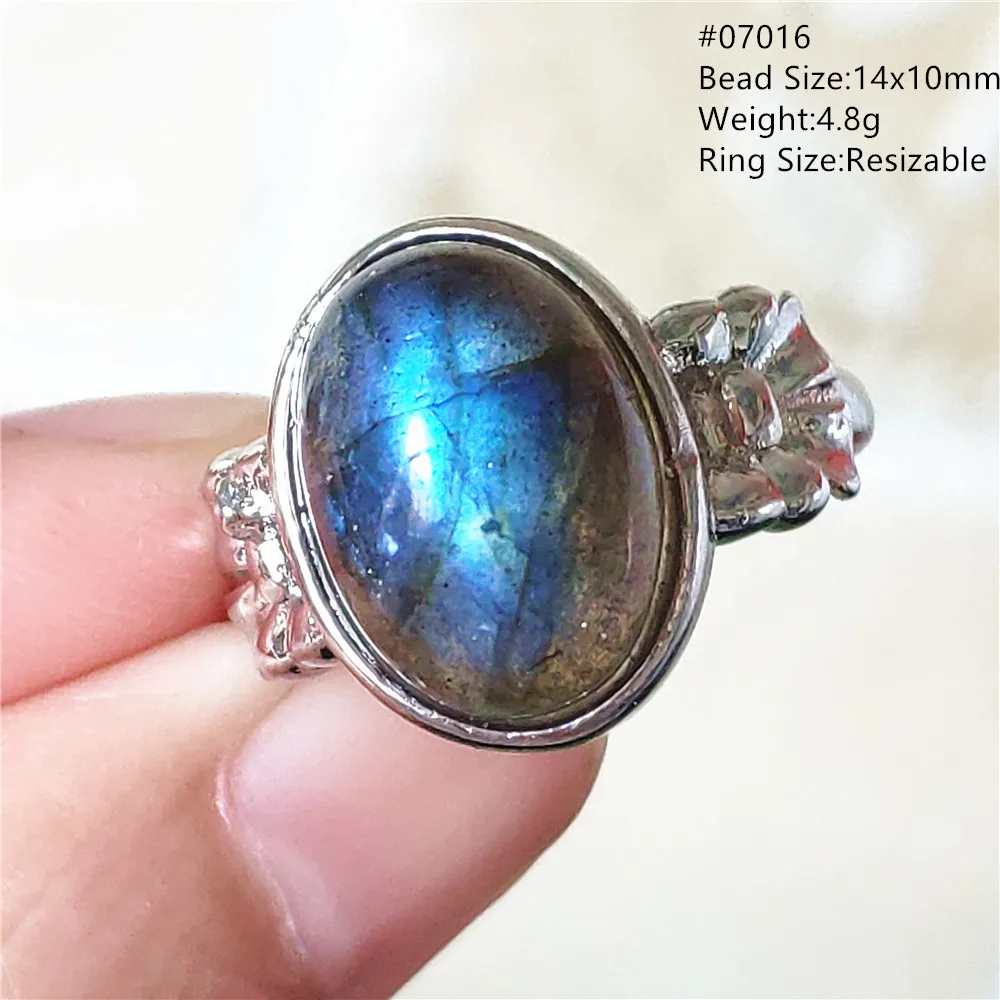 name necklace Genuine Natural Labradorite Blue Light Adjustable Ring 925 Sterling Silver Labradorite Oval Resizable Ring Jewelry AAAAAA gold necklace design