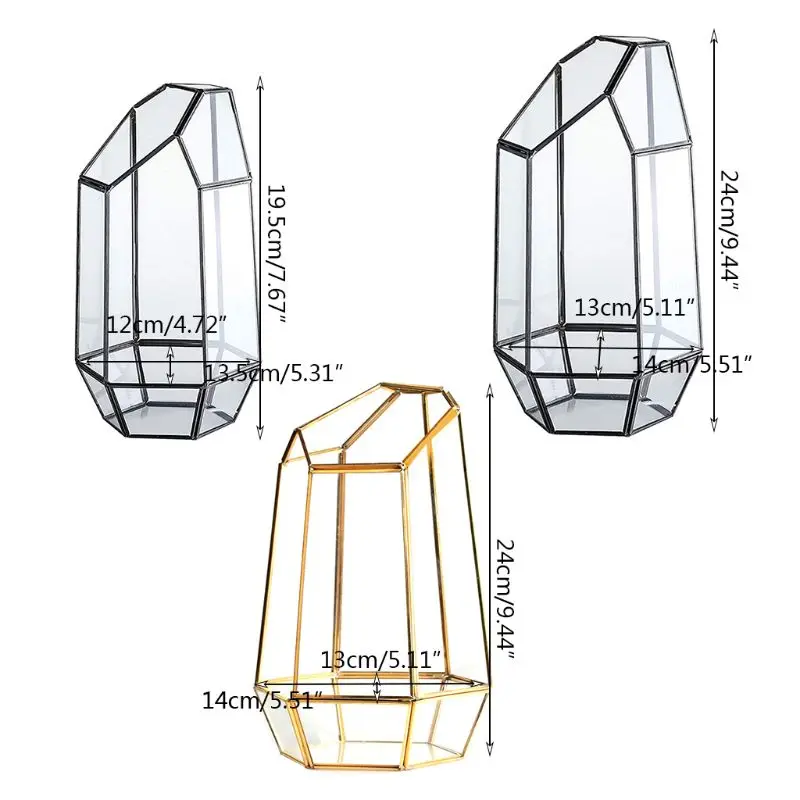 9.4in высота комнатная столешница нерегулярные стеклянные геометрические воздушные террариумные растения коробка 517F
