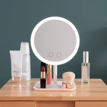 

LED Lighted Makeup Mirror Desktop Dressing Mirror Fill Light Female Portable Beauty Mirror For Home Travel LDO99