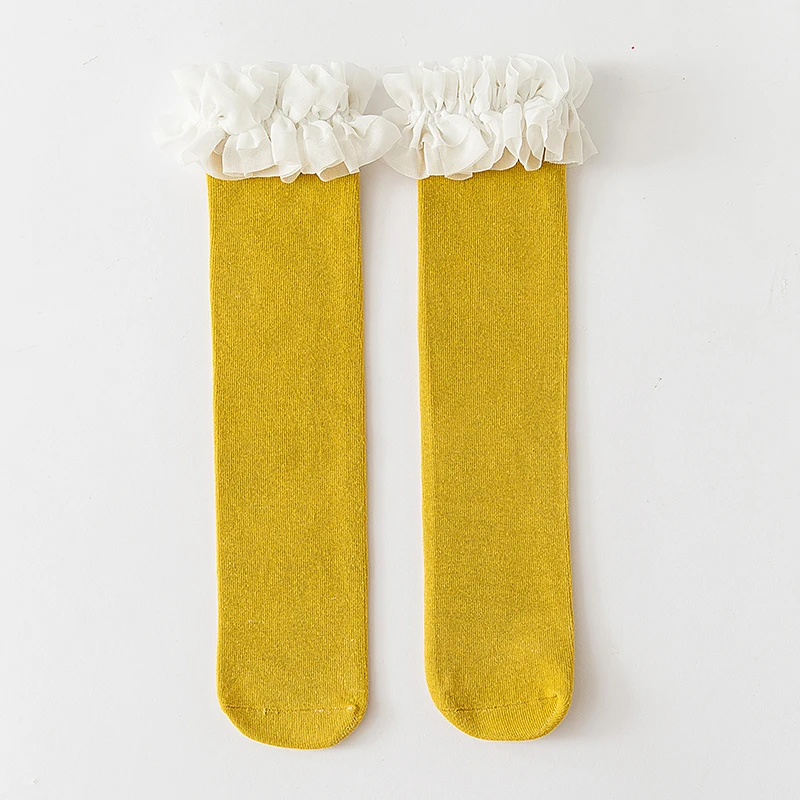 Весенне-осенние кружевные носки с рюшами для девочек милые Хлопковые гольфы принцессы на Рождество для девочек, От 3 до 8 лет