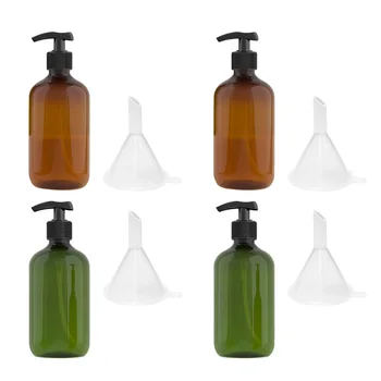

8 Pcs in 1 Set 500ml Simple Travel Pump-bottle PET Half Transparent Gel Container Storage Lotion Bottle Shampoo Dispensers for L