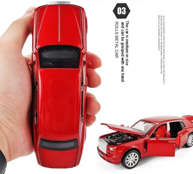 1/32 Rolls Royce Phantom черный корпус из литого сплава звук и светильник обратно на шесть дверей блестящая детская роскошная модель игрушечного автомобиля