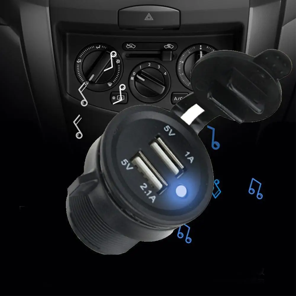 2-портный Dual USB Порты и разъёмы Зарядное устройство гнездо для автомобильного прикуривателя с разъемом 12V 24V Выход для Авто Грузовик Мотоцикл лодка Универсальный