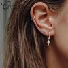 CANNER Women Men's 925 Sterling Silver Mini CZ  Dropping Earring Gold/Silver Color Cross Gothic Punk Rock Style Pendientes Mujer ► Photo 2/6