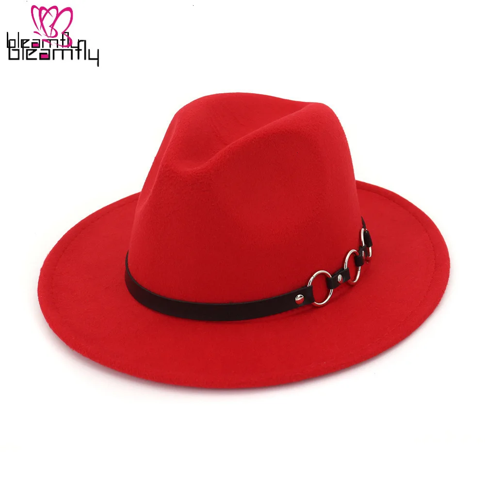 Women Woolen Formal Hat Ladies Wide Brim Hats Fedora Female Elegant Retro Wool Cap Autumn Hats For Women Casual Church Hat