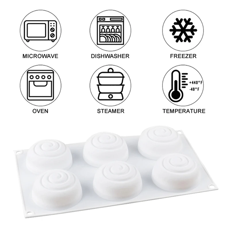 3D Round Whirlpool Silicone Soap Mousse Cake Mold Food Grade Silicone Molds for Swirl Soap Making DIY Handmade Soap Candle Craft