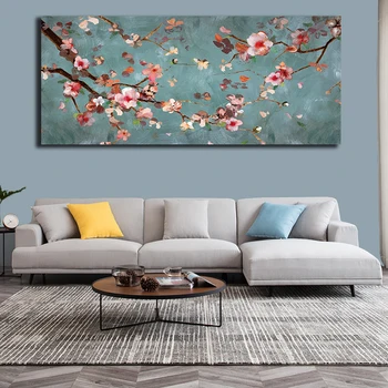 

Plum Blossom Oil Painting Printed on Natural Flowers Poster And Prints Canvas Painting Cuadros for Wall Art Picture Posters