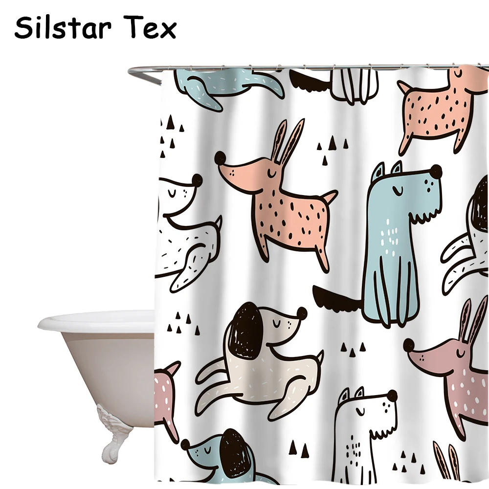 Silstar Tex занавеска для ванной комнаты с милым мультяшным рисунком собаки подвесная