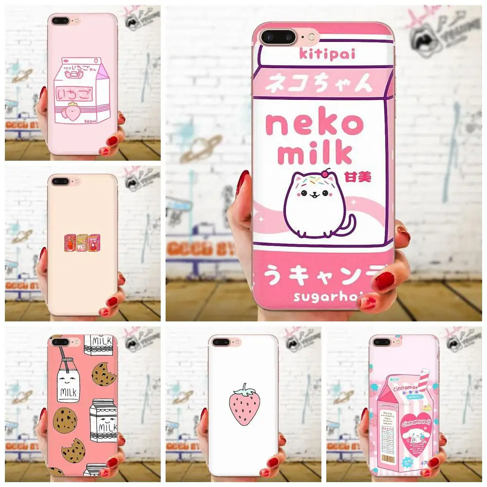 

For Huawei Honor Nova Note 5 5I 8A 8X 10 Pro 9X For Moto G G2 G3 G4 G5 G6 G7 Plus Unique Kawaii Japanese Strawberry Milk