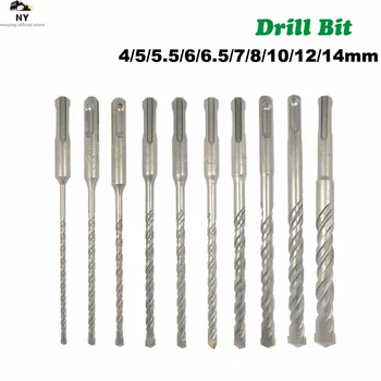 

200mm 6/8/10/12/14mm SDS Plus Crosshead Twin spiral Hammer Drill Bits Woodwork Twist Round Shank Twist Electric Hammer Drill Bit