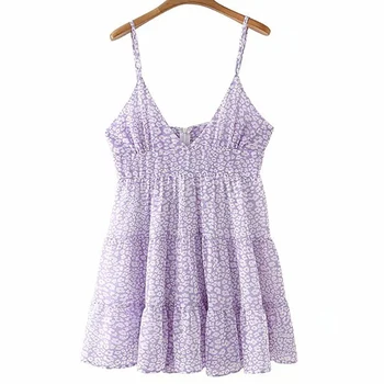 

Women dress 2020 summer new dress female elegant leopard adjustable shoulder strap V-neck sweet street temperament dress