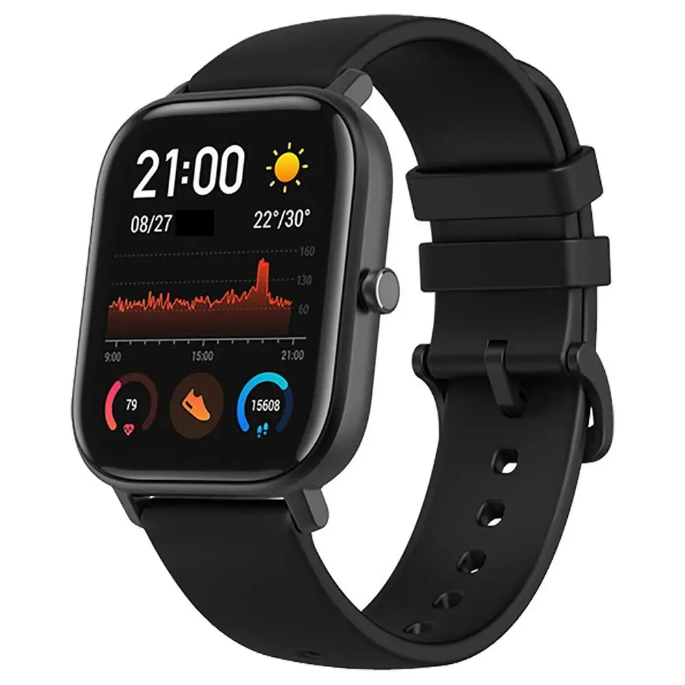 black Глобальная версия Amazfit GTS Смарт-часы 1,6" AMOLED 5 ATM водонепроницаемый 14 дней Срок службы батареи 12 спортивных режимов Bluetooth часы - Цвет: black