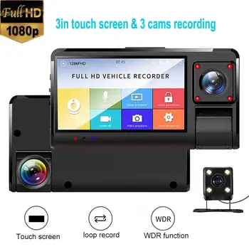 

3 Inches Touch Screen Car DVR Camera 3 Lens HD 1080P Dash Cam Auto Car Video Recorder G-Sensor Dashcam Car Cam