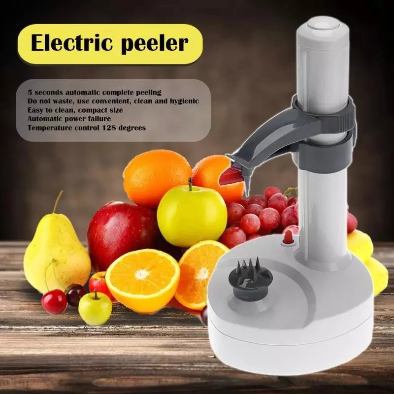 1PC New Electric Spiral Apple Peeler Cutter Slicer Fruit Potato Peeling  Automatic Battery Operated Machine with Charger Eu Plug - AliExpress