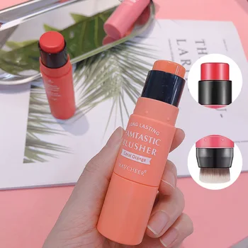 

3 Colors Double-headed Blush Stick with Brush Moisturizing Face Powder Blusher Face Brighten Rouge Stick Peach Creamy Blush Make