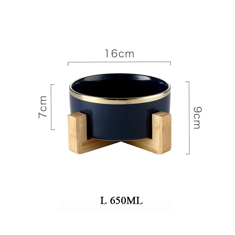 L D blue gold frame 400/650 мл большая креативная Салатница десертная тарелка для дома в скандинавском стиле с деревянной ногой индивидуальность зеленая синяя керамическая тарелка - Цвет: L D blue gold frame