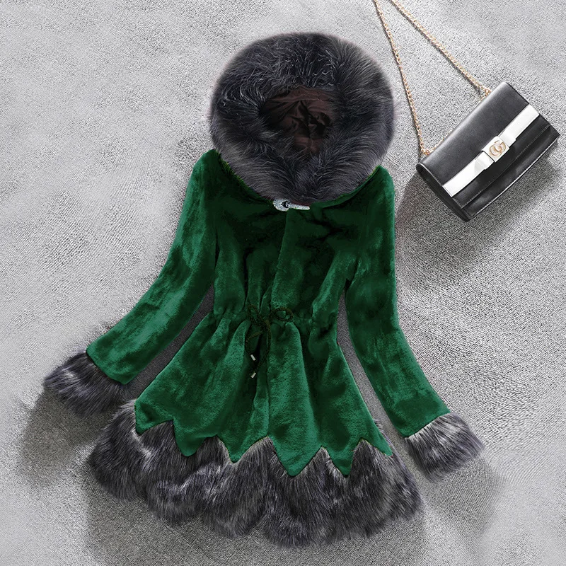 Длинное женское Свободное пальто из лисы и норки, кожаное меховое пальто Teddybear из искусственного меха, зимнее женское пальто с длинным рукавом и капюшоном, меховое пальто из флиса