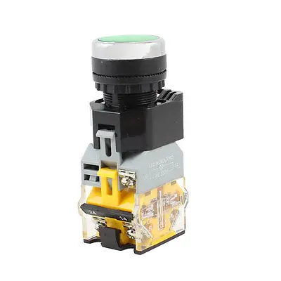 

Panel Mount Green Momentary Pushbutton Switch 380VAC 10A 1NO 1NC DPST LA38-11D