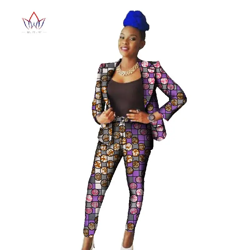 

Africa Style Sets Suits for Women Blazers Jackets Two Piece Set Top and Pants Dashiki African Print Clothing 6XL BRW WY595