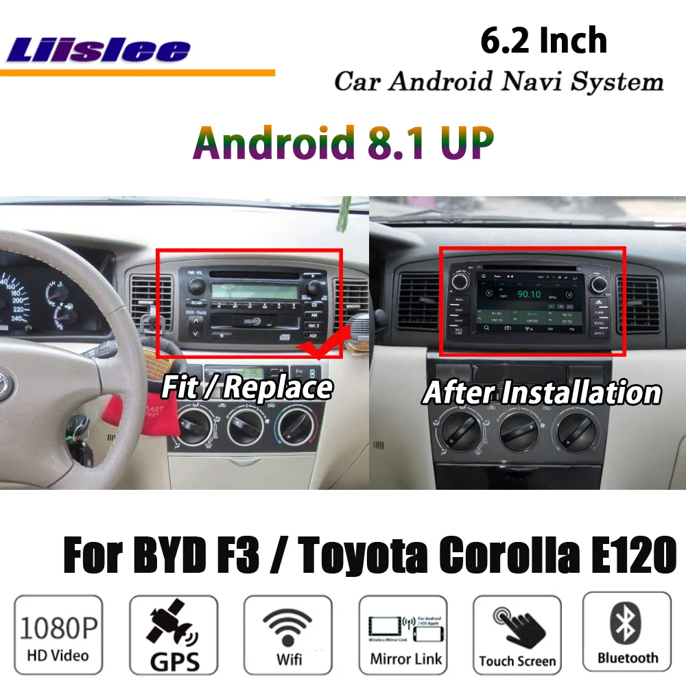 For BYD F3/For Toyota Corolla E120 Car Android Multimedia DVD Player GPS Navigation DSP Stereo Radio Video Audio Head Unit 2din