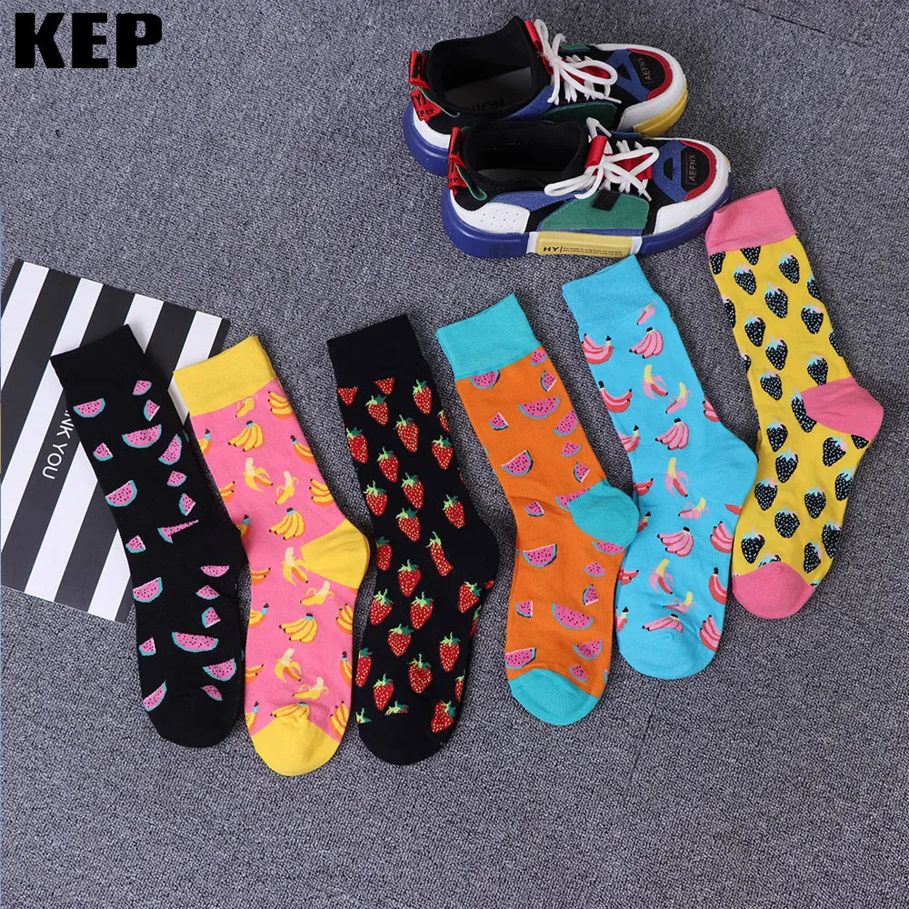 Зимние креативные Хлопковые женские носки в стиле Харадзюку С героями мультфильмов оригинальные повседневные забавные носки с изображением авокадо рождественские подарки