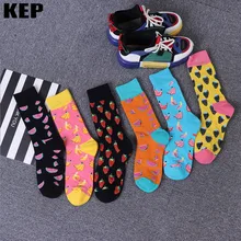 Зимние креативные Хлопковые женские носки в стиле Харадзюку С героями мультфильмов оригинальные повседневные забавные носки с изображением авокадо рождественские подарки