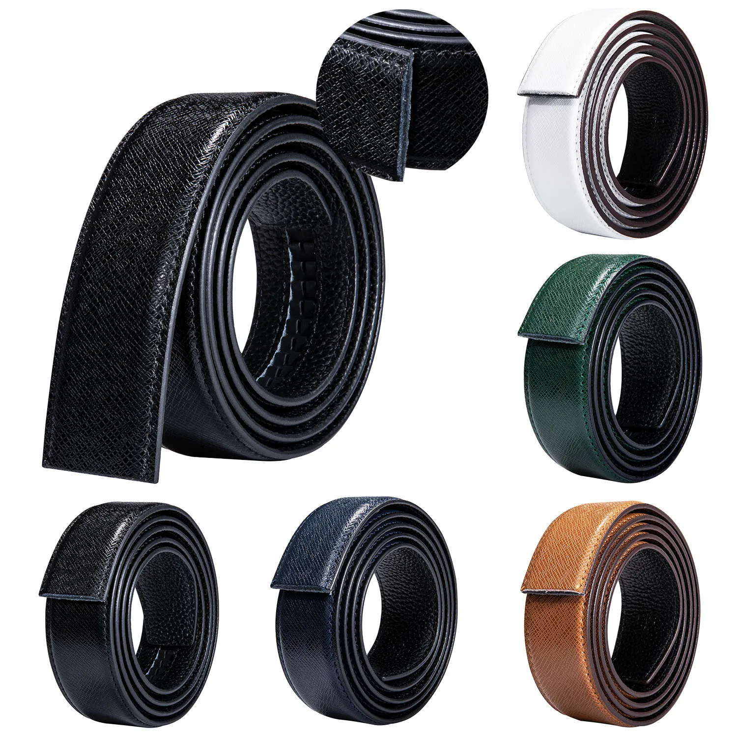 Мужской ремень без пряжки деловой автоматический из натуральной кожи