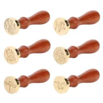 

Retro Antique Metal Animal Pattern Sealing Wax Stamps Wood Handle Ancient Wedding Invitations Post Wax Seal Stamp Decor