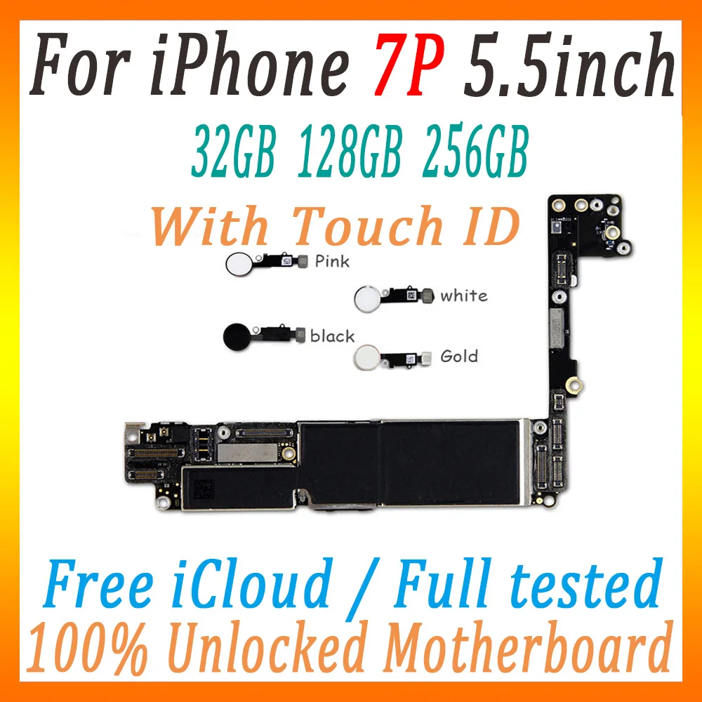 Для iPhone 7 plus 5,5 дюймов материнская плата с/без touch ID, разблокирована для iPhone 7 p Панель полные чипы