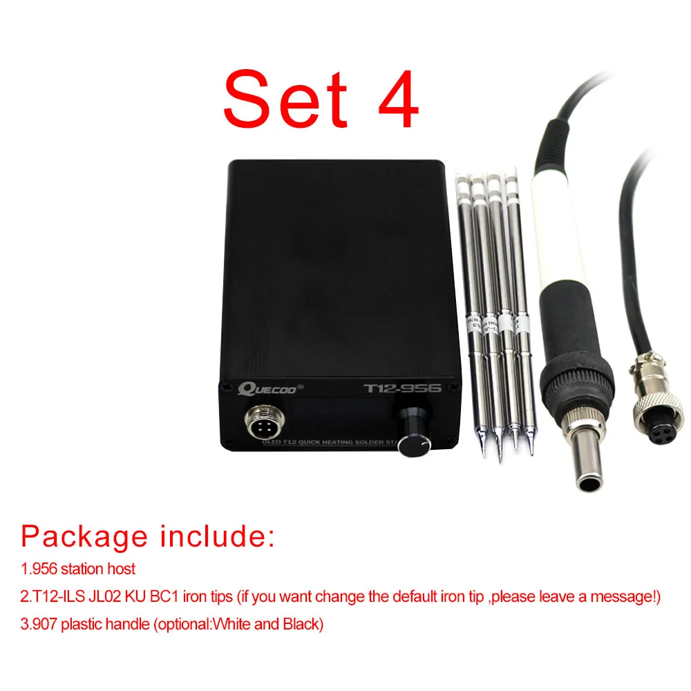 T12-956 OLED-STC 1,3 дюймов цифровой дисплей паяльная станция большой экран с T12-907 пластиковой ручкой и K паяльник - Цвет: SET4