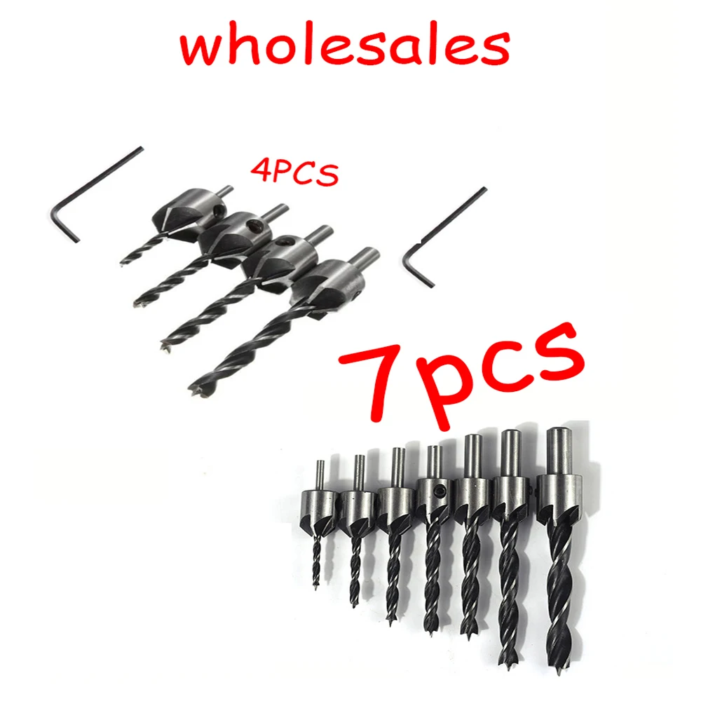 Factory wholesales 7pcs/4pcs Flute Countersink Drills Bit HSS Drill Bits Reamer Set For Woodworking Chamfer | Инструменты