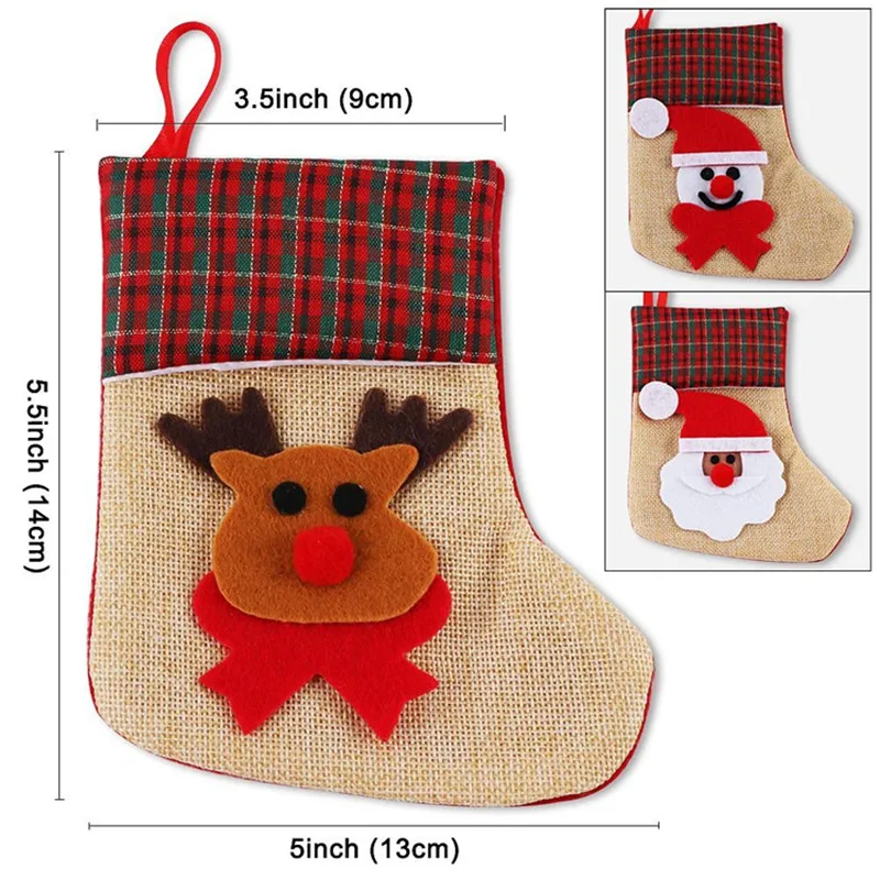 Christmas Stocking Holder New Year's Socks Christmas Home Decor Xmas Holding Metal Hanging Hook Festive Party DIY Supplies - Цвет: B01 Sock 3Pcs