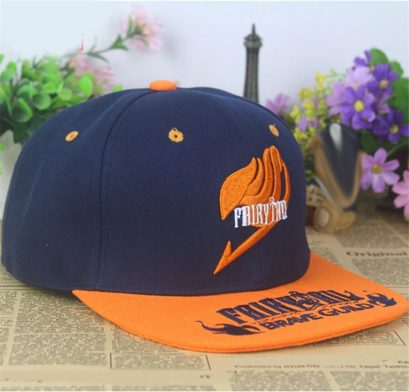 Cartoon FAIRY TAIL Pattern Cap Hip-hop Embroidered Sun Hat Cosplay Decor Christmas Gift for Boy Anime Shade Flat Eaves Hat Gift