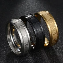 

2022 New Fashion Vintage Roman Numerals Men Rings Temperament Fashion 6mm Width Stainless Steel Rings For Women Jewelry Gift