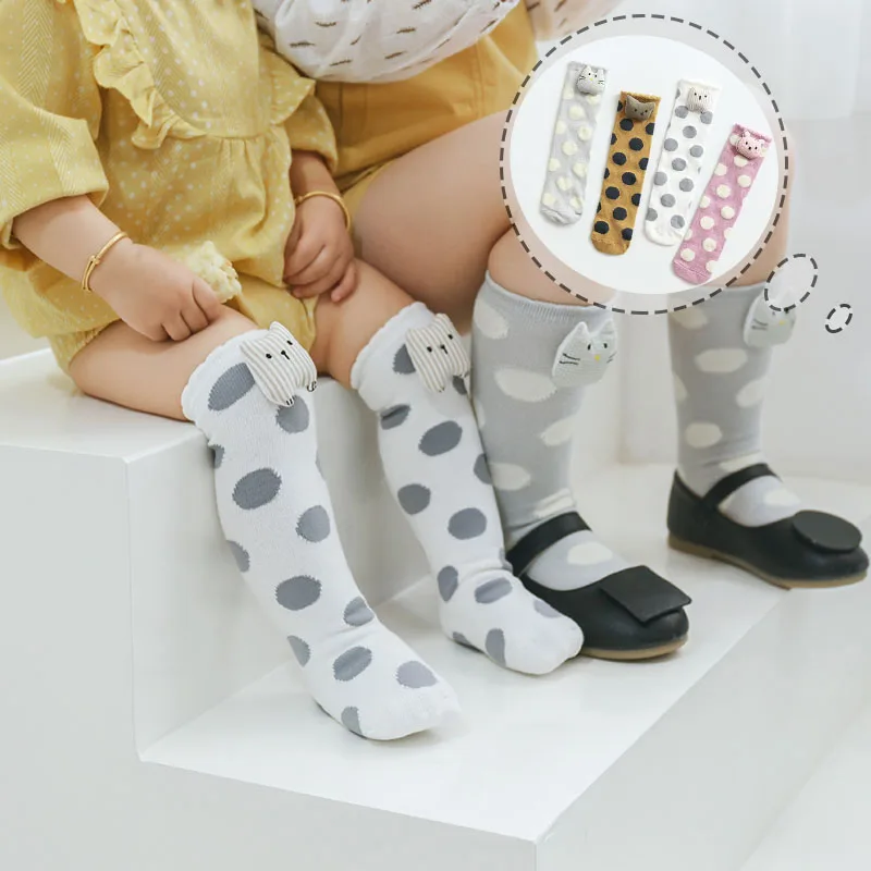 

Newborn Baby Girls Summer Spring Mesh Children Socks Calcetines Bow Cotton Cartoon Breathable Long Sock Floor Anti-skid Toddler
