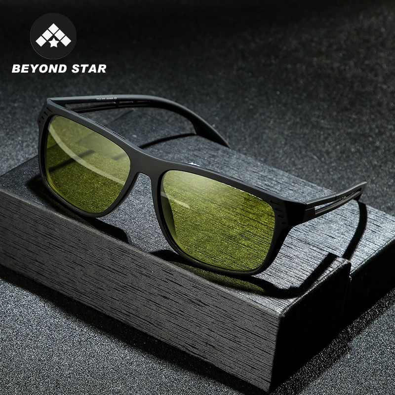 

Fashion Hollow Frame Design Photochromic Sunglasses Men Polarized Square Yellow Night Vision Driving Sun Glasses Women TR9138