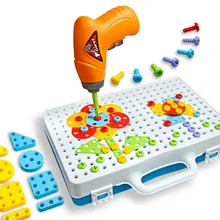 Детские игрушечные дрели, креативная развивающая игрушка, электрическая дрель, шурупы, головоломка, собранная мозаика, дизайн, строительные игрушки, игрушка для мальчиков