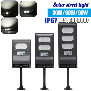 

30W/60W/90W LED Solar Lamp Street Light With Pole Waterproof PIR Motion Sensor Security Lamp for Outdoor Garden Plaza Yard