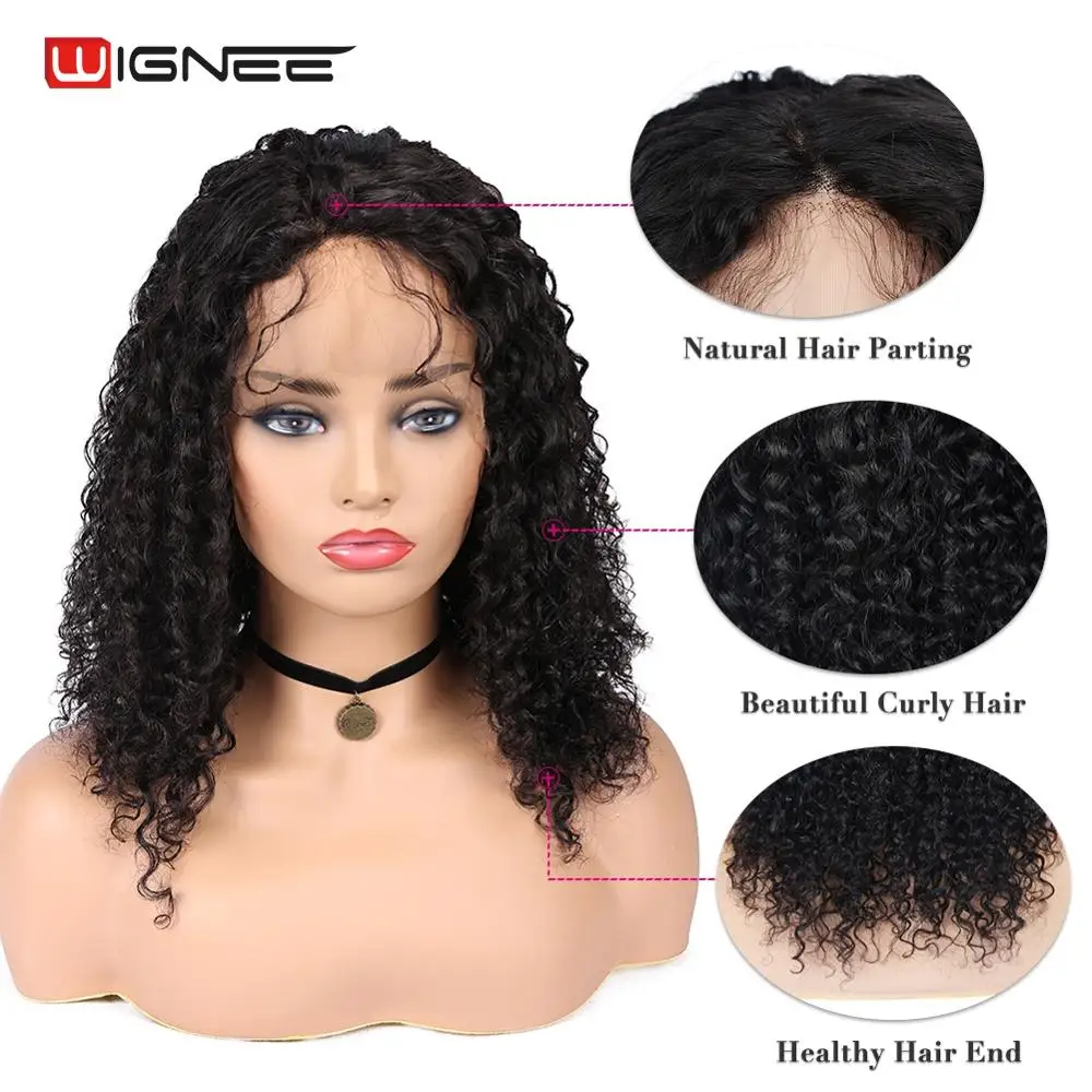 Wignee кружевные передние кудрявые человеческие волосы парики с детскими волосами
