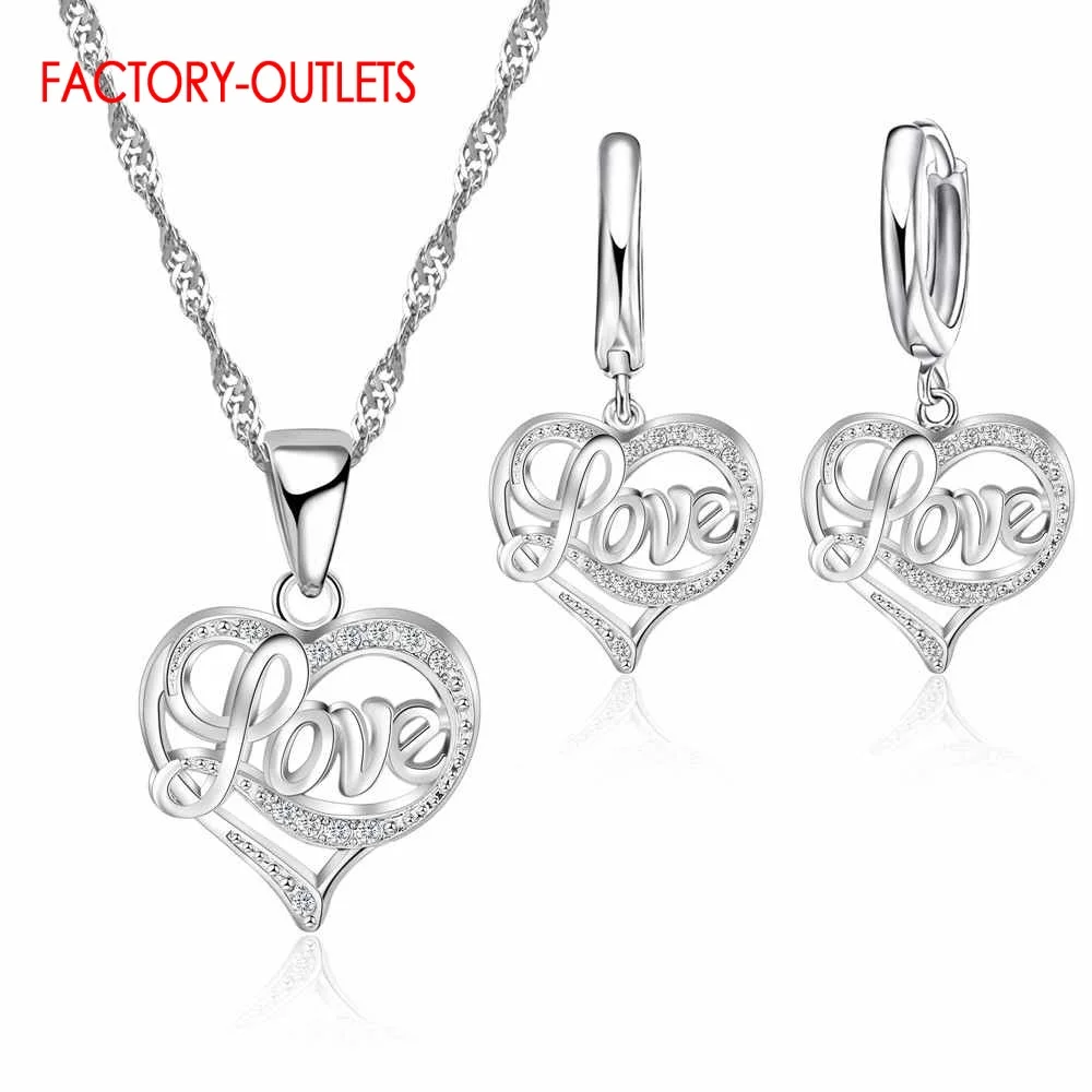 Jewelry Sets Collections 925 Silver Needle Cubic Zirconia CZ Necklaces Hoop Earrings Women Girls Engagement Gifts