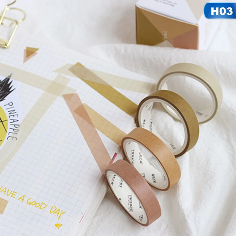 4 шт./кор. 0,9 см* 3 м простой сплошной цвет Васи лента градиент DIY украшения Скрапбукинг планировщик маскировки клейкая этикетка наклейка - Цвет: 03