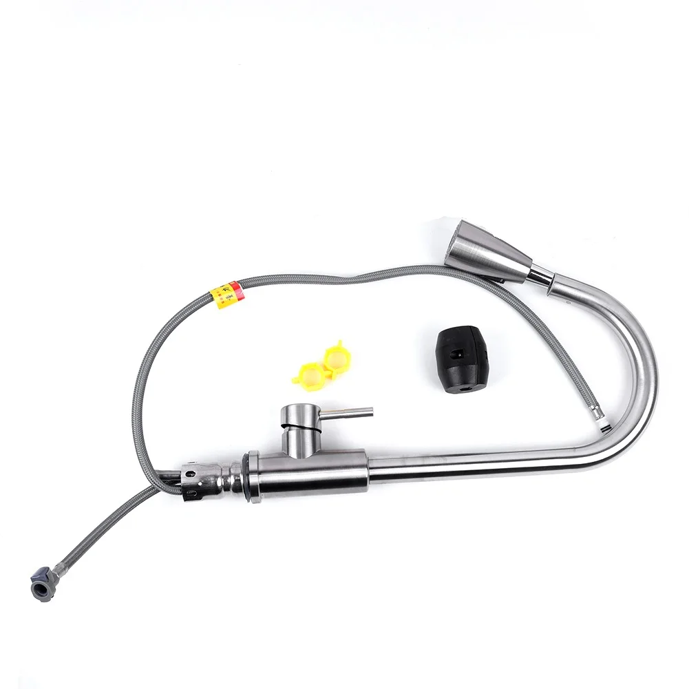 

Flexible Kitchen Sink Faucet Pull Out Swivel Spout Mixer Tap Brushed Home Use