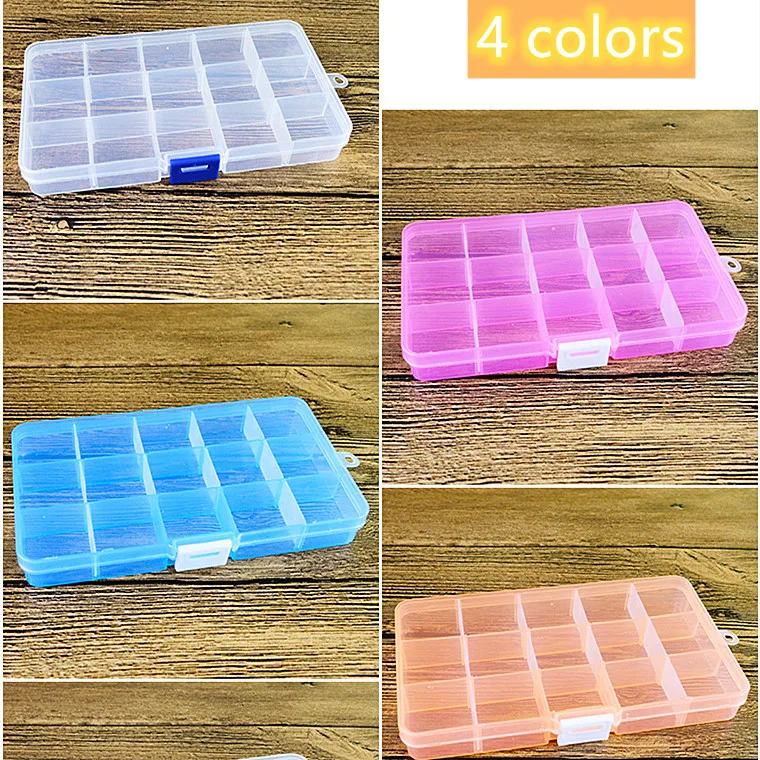 

15 Grids DIY Tools' Packaging Box Portable Electronic Components Screw Removable Storage Box Colorful Plastic Jewelry Case Color