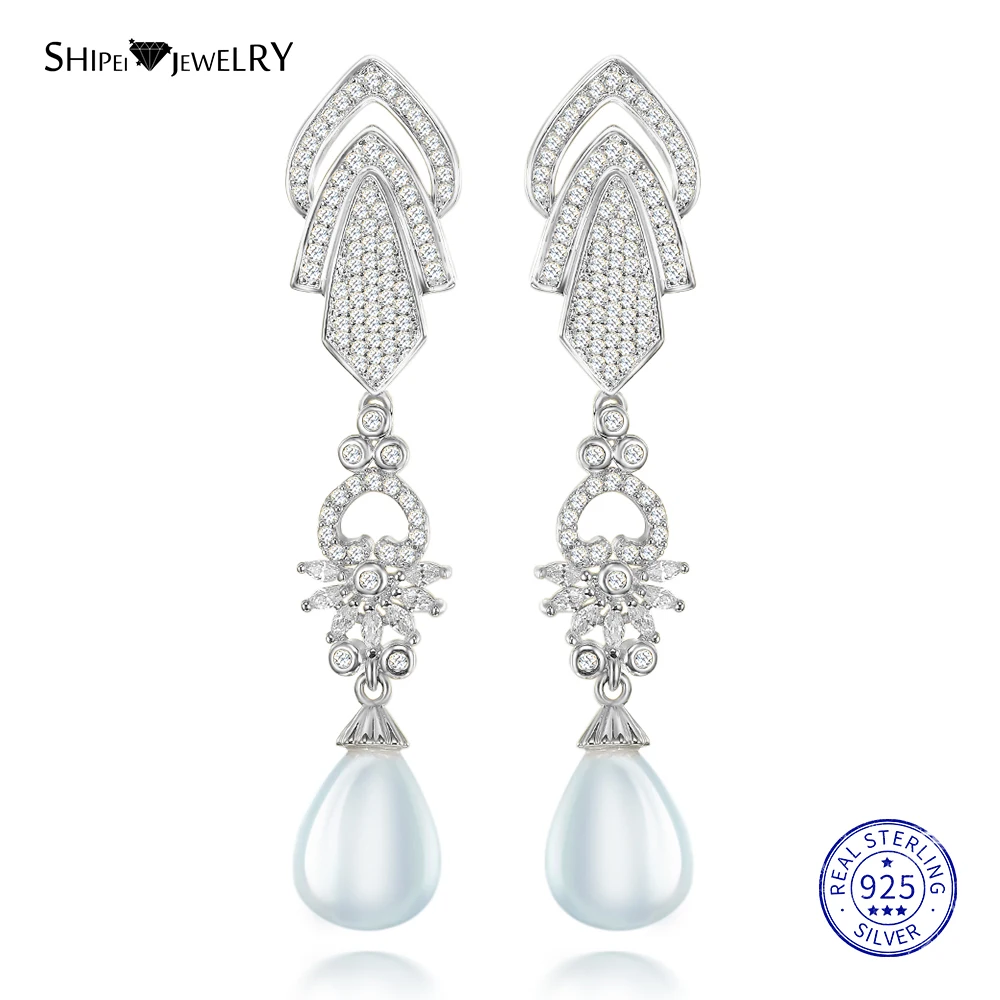 Женские серьги подвески из серебра 100% пробы с жемчугом|Серьги-подвески| |