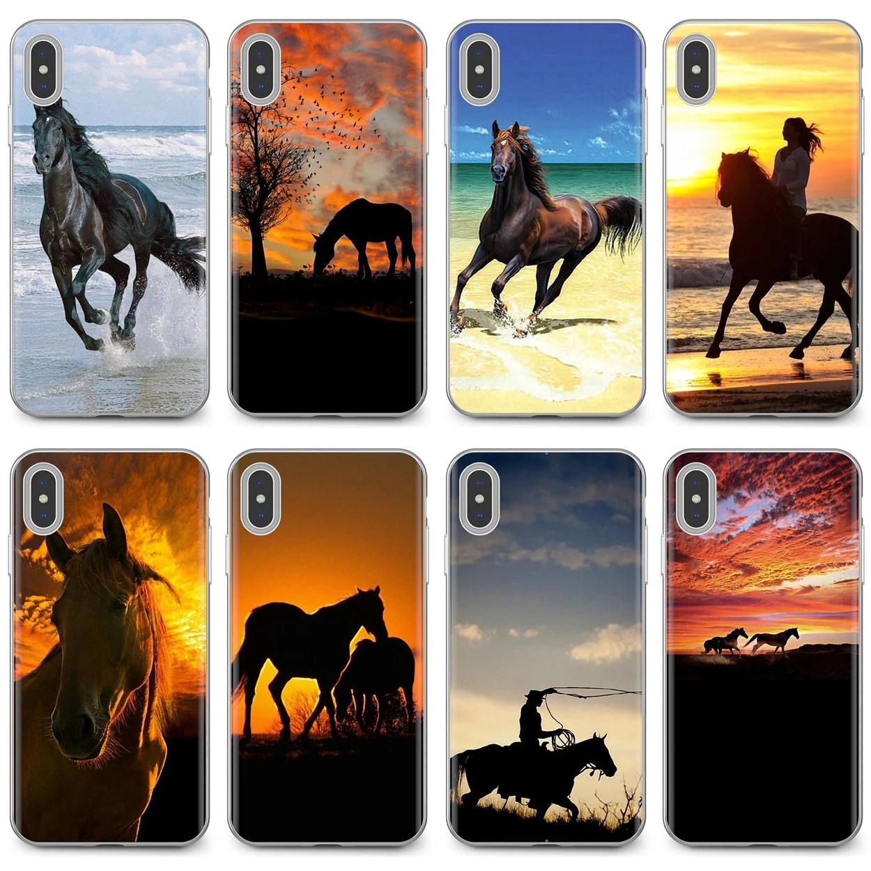 Мягкий чехол для Samsung Galaxy A3 A5 A7 A9 A8 Star Lite A6 Plus 2018 2015 2016 2017 Horse Silhouette Mountain Range