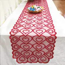 Un mantel retro de boda bordado mantel corazón camino de mesa cubierta mantel para mesa de comedor mesa de centro para el hogar