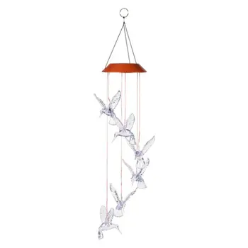 

Wind Chimes Solar Powered Hummingbird Color Changing Lights Outdoor Decoration Hanging Home Patio Garden