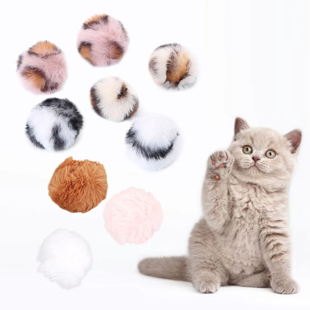 1/10Pcs Cotton Rabbit Fur Ball Cat toys PetTraining Educational Toy Color Grinding Claw Filled Support Dropshipping