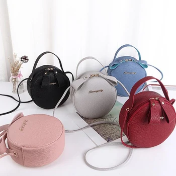 

Fashion Small Round Pu Leather Handbag Portable Women Version Cute Slant Straddle Single Shoulder Bag Handbags 2020 New