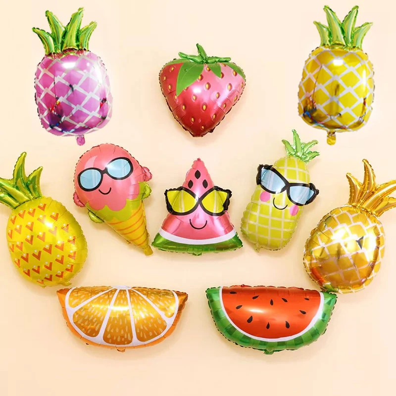 Summer Fruits DIY Foil Balloons Hawaiian Pineapple Balon Tropical Watermelon Baloon Hawaii Happy Birthday Party Decor Kids Lemon